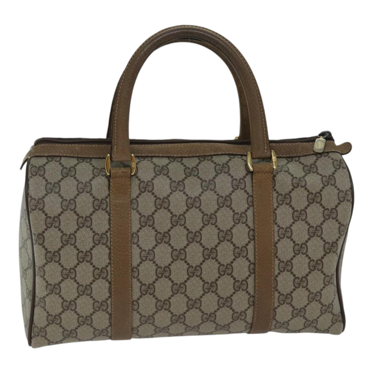 GUCCI GG Canvas Web Sherry Line Boston Bag PVC Beige Red Green Auth ki4901