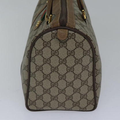 GUCCI GG Canvas Web Sherry Line Boston Bag PVC Beige Red Green Auth ki4901