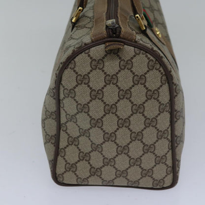 GUCCI GG Canvas Web Sherry Line Boston Bag PVC Beige Red Green Auth ki4901