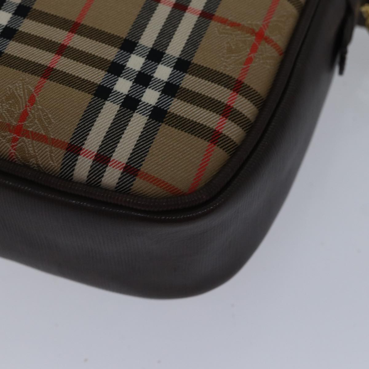 BURBERRYSs Nova Check Shoulder Bag Canvas Beige Brown Auth ki4917A