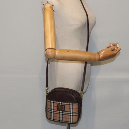 BURBERRYSs Nova Check Shoulder Bag Canvas Beige Brown Auth ki4917A