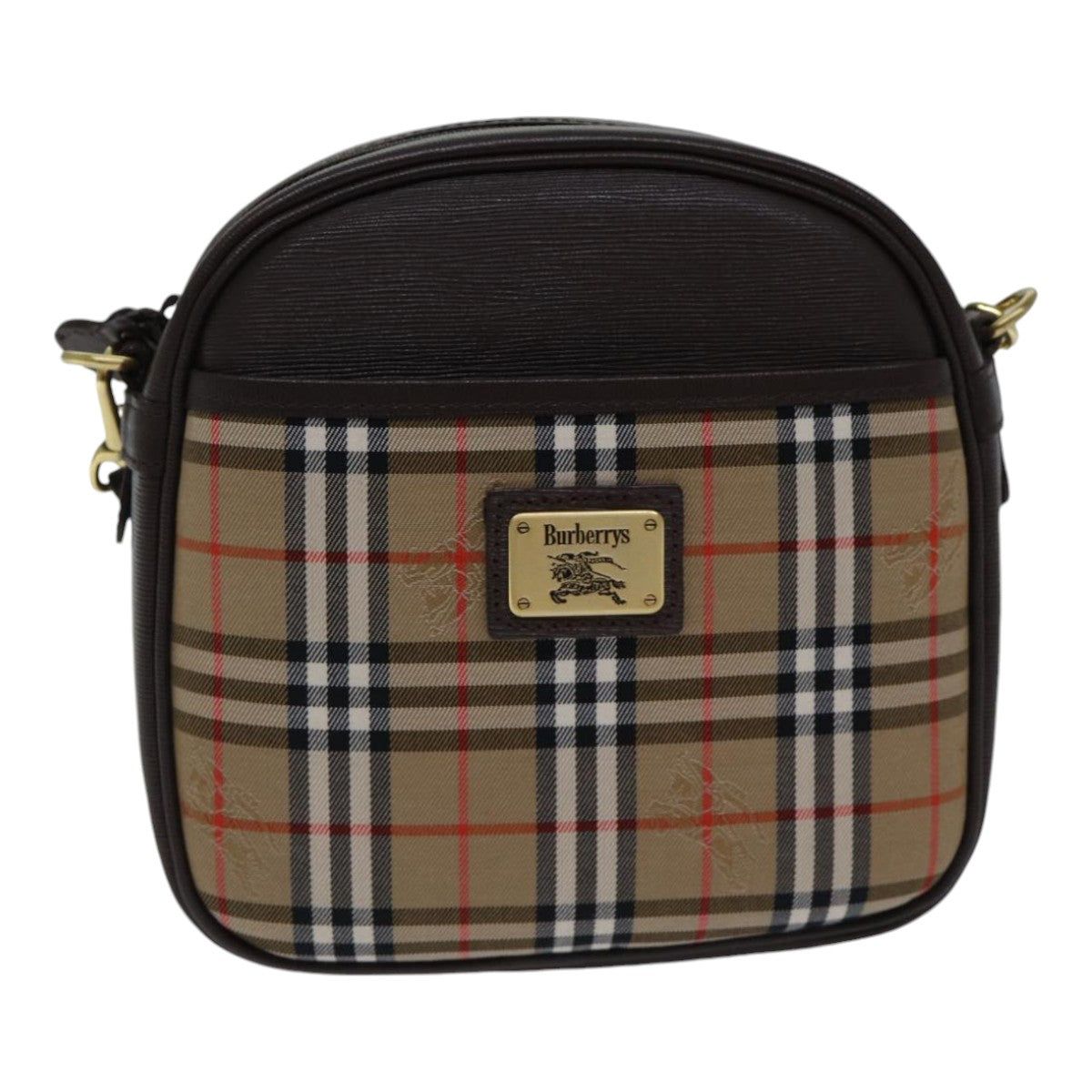 BURBERRYSs Nova Check Shoulder Bag Canvas Beige Brown Auth ki4917A