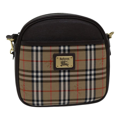 BURBERRYSs Nova Check Shoulder Bag Canvas Beige Brown Auth ki4917A