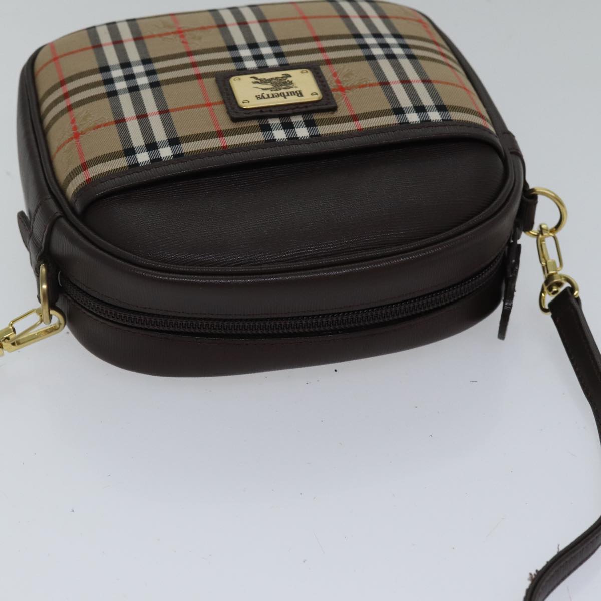 BURBERRYSs Nova Check Shoulder Bag Canvas Beige Brown Auth ki4917A