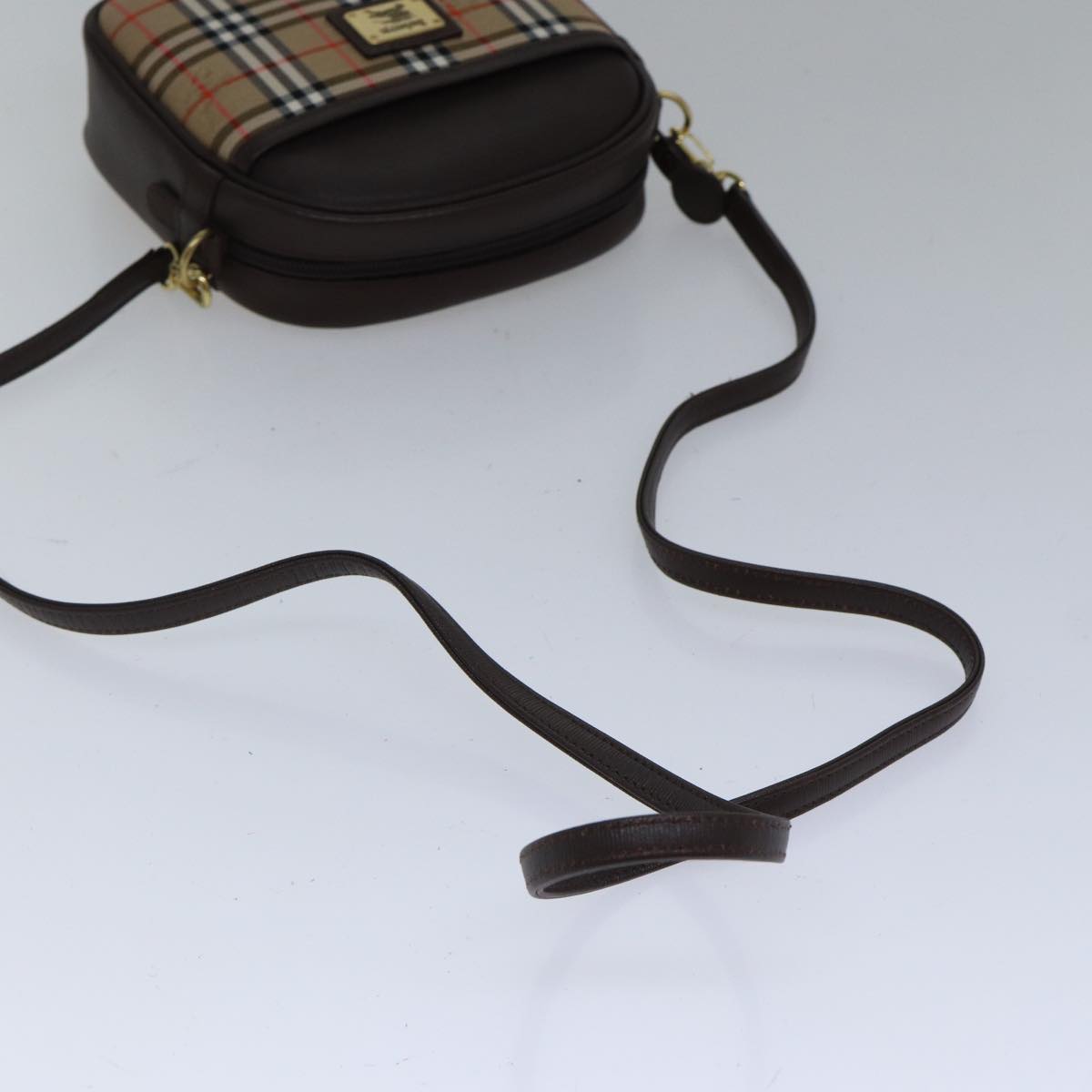 BURBERRYSs Nova Check Shoulder Bag Canvas Beige Brown Auth ki4917A