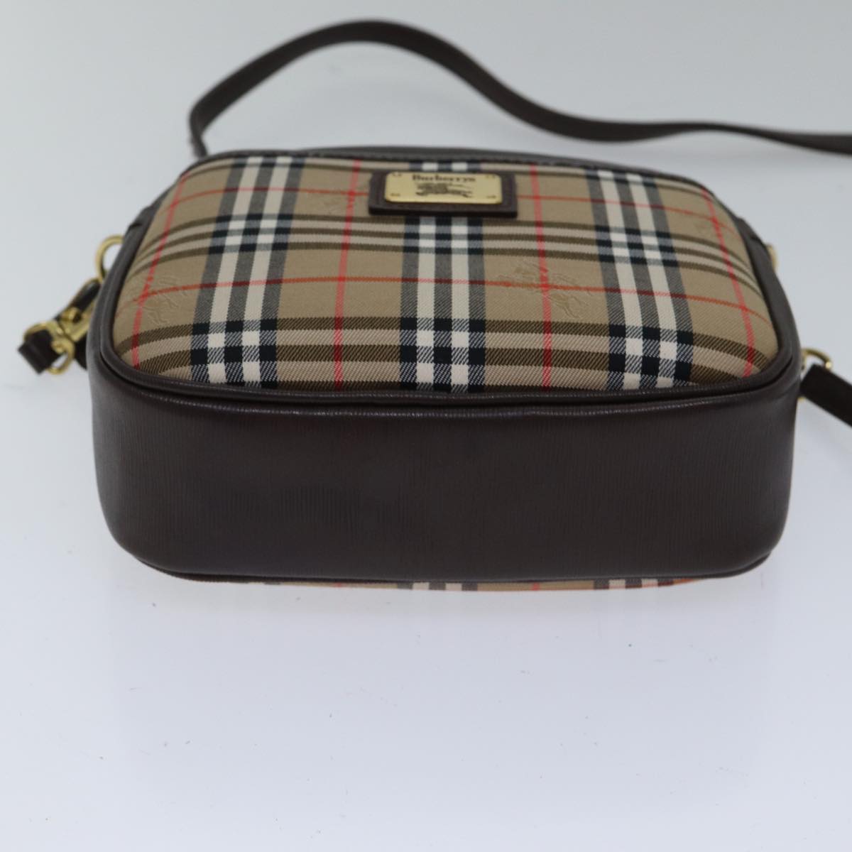 BURBERRYSs Nova Check Shoulder Bag Canvas Beige Brown Auth ki4917A