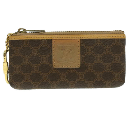 Celine Macadam Canvas Coin Purse Clutch Bag PVC Leather 2Set Brown  kk159
