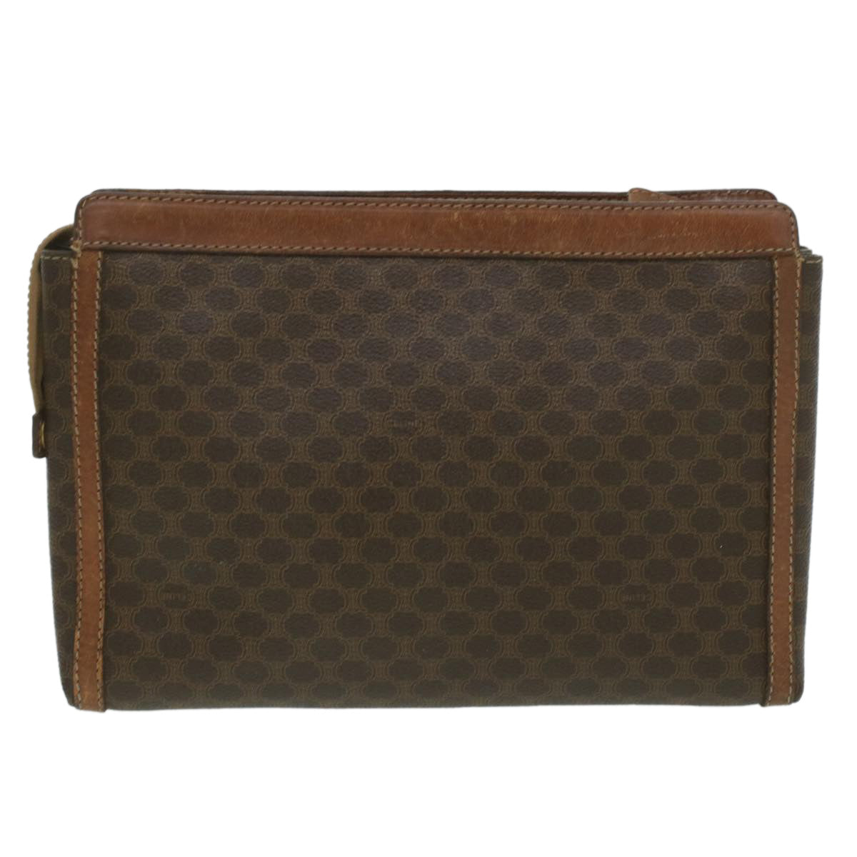 Celine Macadam Canvas Coin Purse Clutch Bag PVC Leather 2Set Brown  kk159