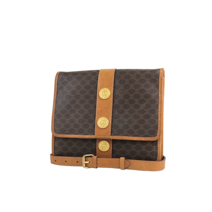 CELINE Macadam Medal Motif Shoulder bag Brown Vintage tab6bn