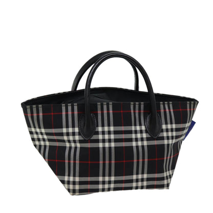 BurberrySs Nova Check Blue Label Hand Bag Nylon Black Auth kk207