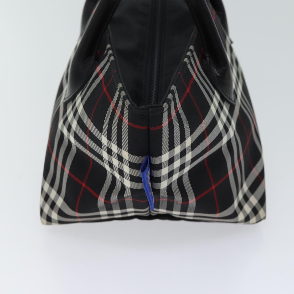 BurberrySs Nova Check Blue Label Hand Bag Nylon Black Auth kk207