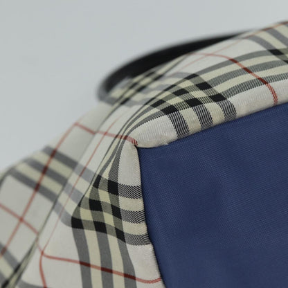Burberry Nova Check Blue Label Tote Bag Nylon White Auth kk212