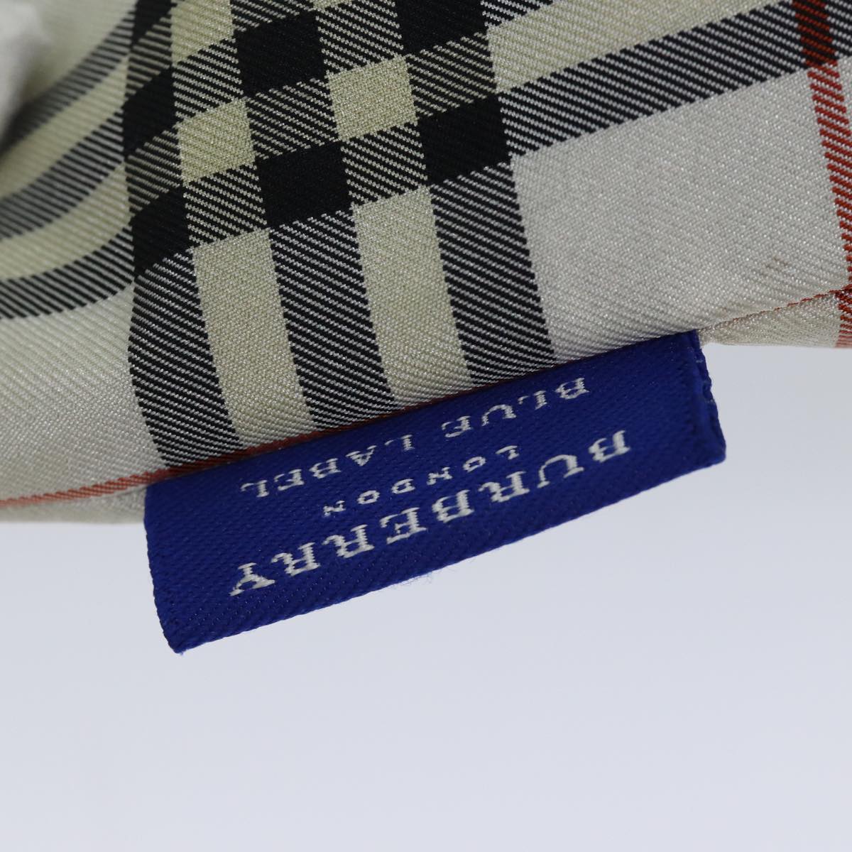 Burberry Nova Check Blue Label Tote Bag Nylon White Auth kk212