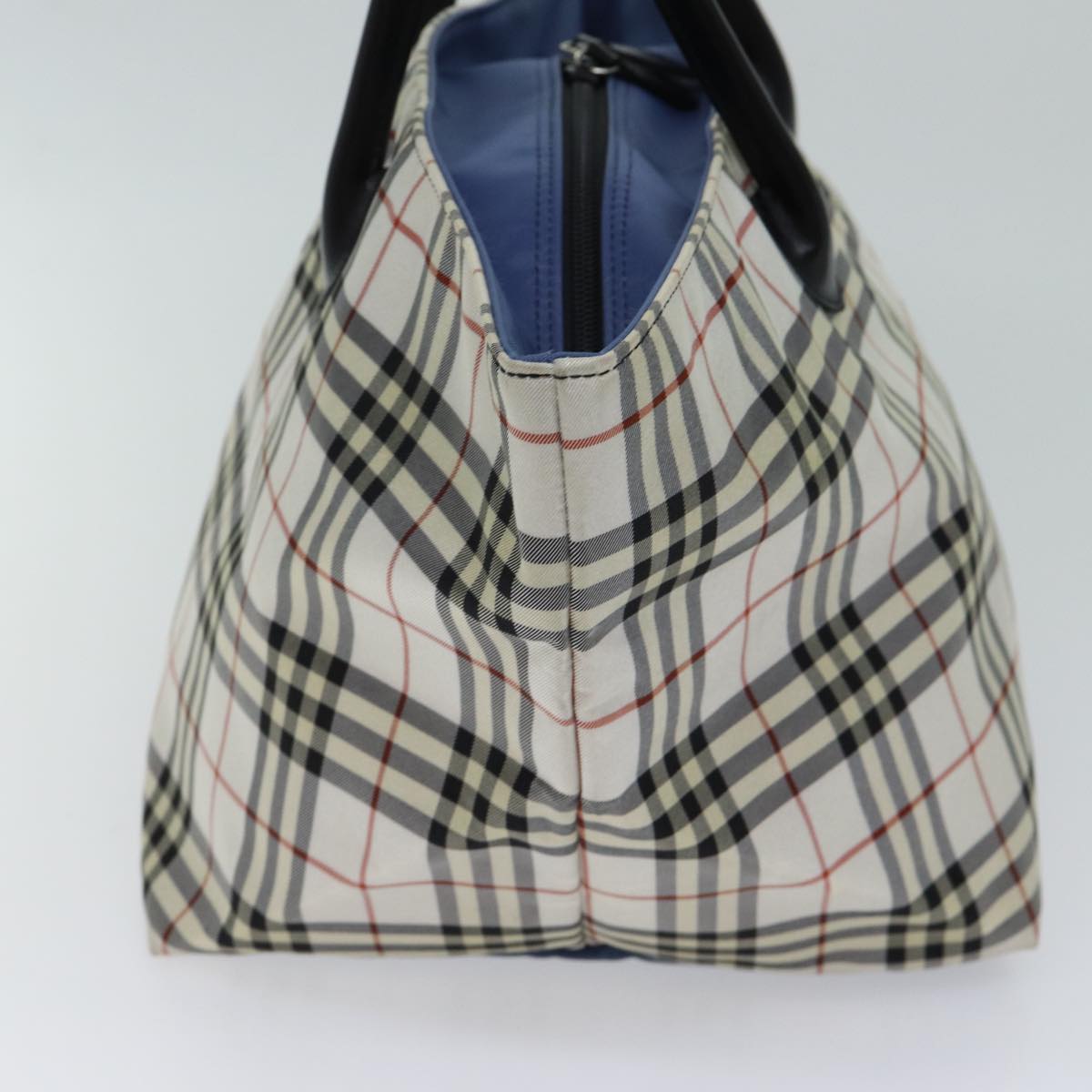 Burberry Nova Check Blue Label Tote Bag Nylon White Auth kk212