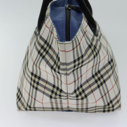 Burberry Nova Check Blue Label Tote Bag Nylon White Auth kk212