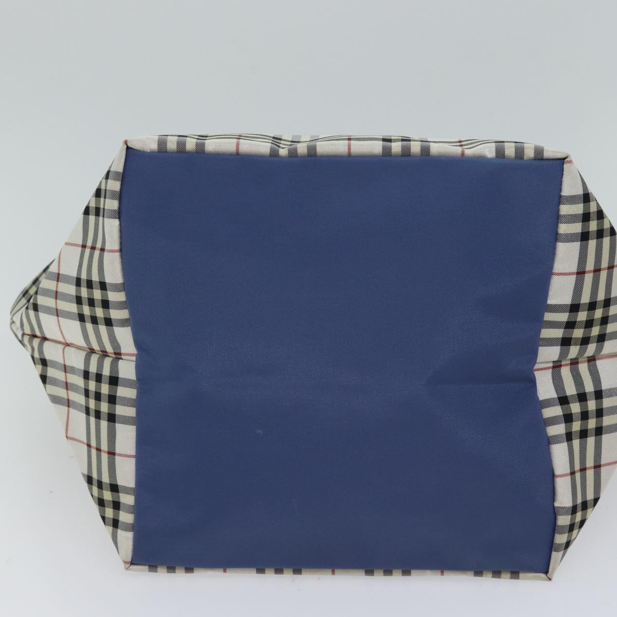 Burberry Nova Check Blue Label Tote Bag Nylon White Auth kk212