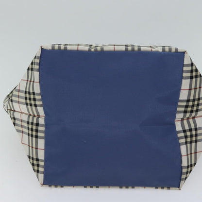 Burberry Nova Check Blue Label Tote Bag Nylon White Auth kk212