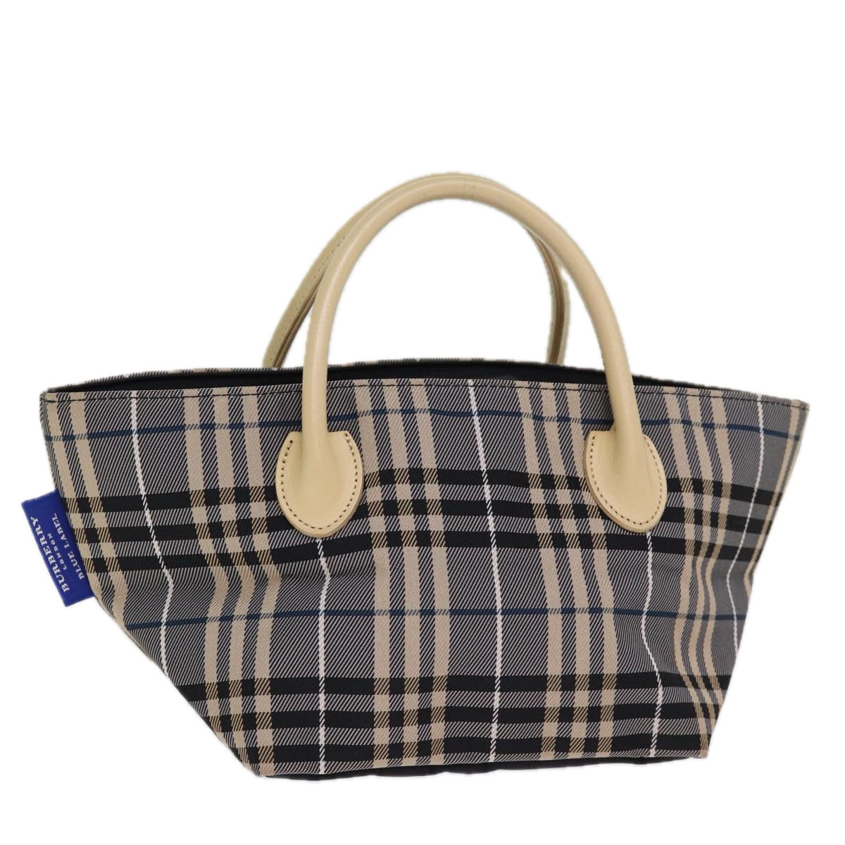 Burberry Nova Check Blue Label Hand Bag Nylon Blue Auth kk236