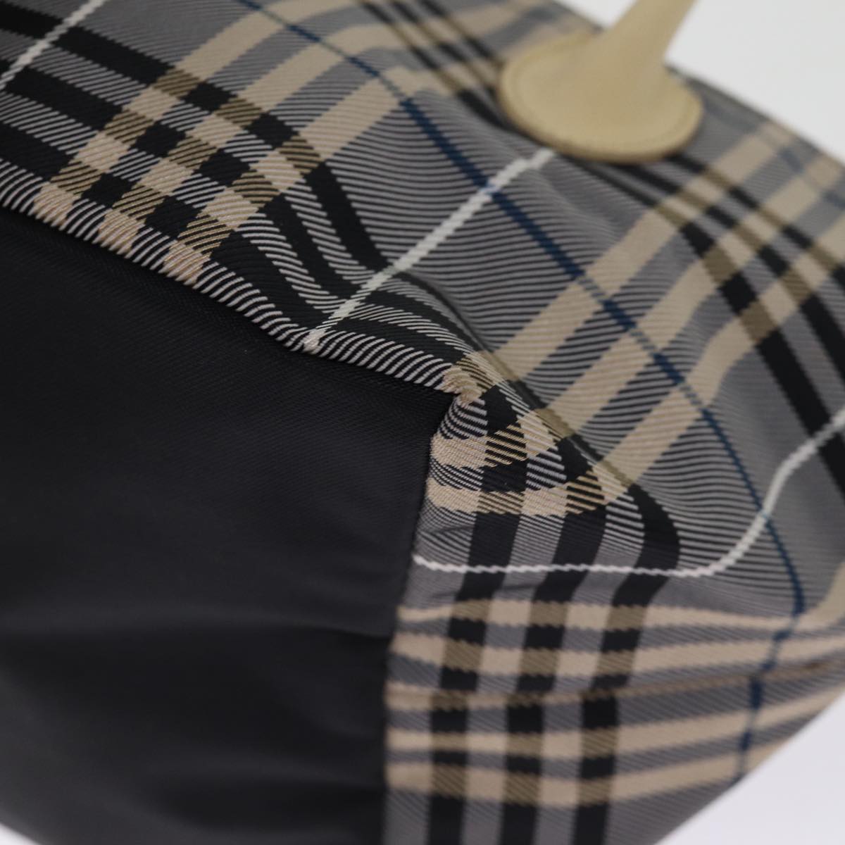 Burberry Nova Check Blue Label Hand Bag Nylon Blue Auth kk236
