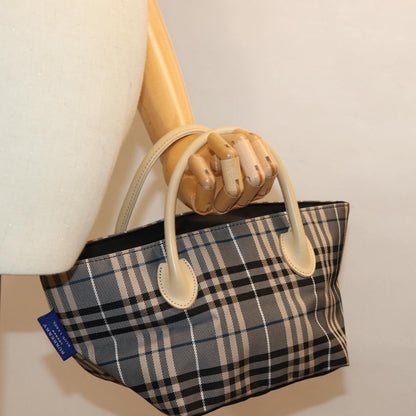 Burberry Nova Check Blue Label Hand Bag Nylon Blue Auth kk236