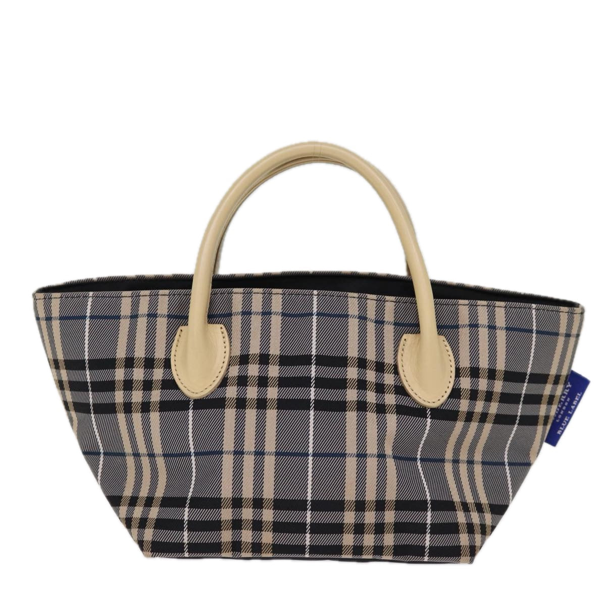 Burberry Nova Check Blue Label Hand Bag Nylon Blue Auth kk236