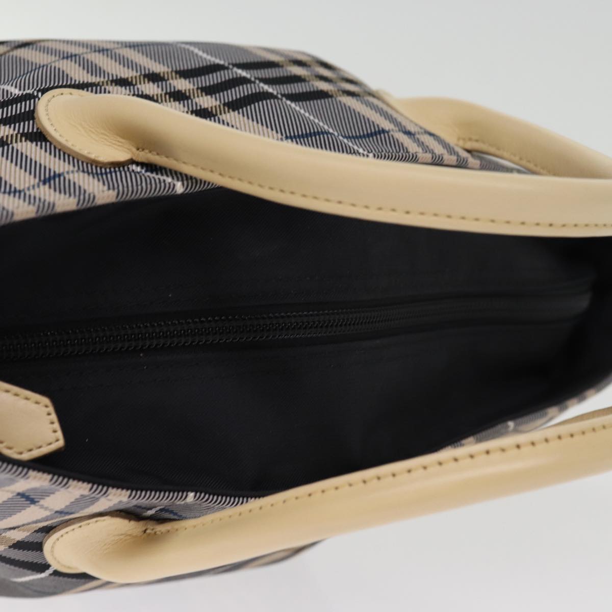 Burberry Nova Check Blue Label Hand Bag Nylon Blue Auth kk236