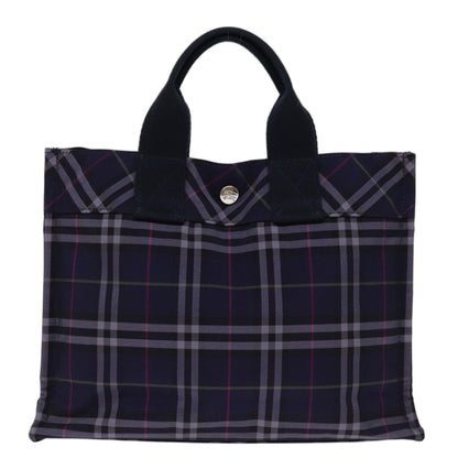 Burberry Nova Check Blue Label Hand Bag Nylon Navy Auth kk237