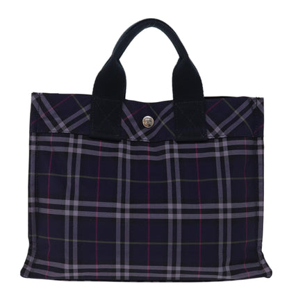 Burberry Nova Check Blue Label Hand Bag Nylon Navy Auth kk237