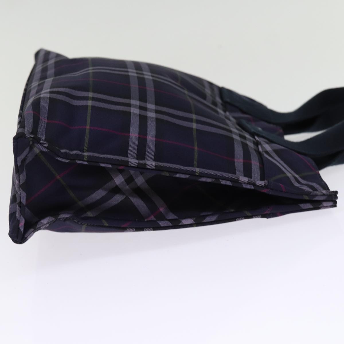 Burberry Nova Check Blue Label Hand Bag Nylon Navy Auth kk237
