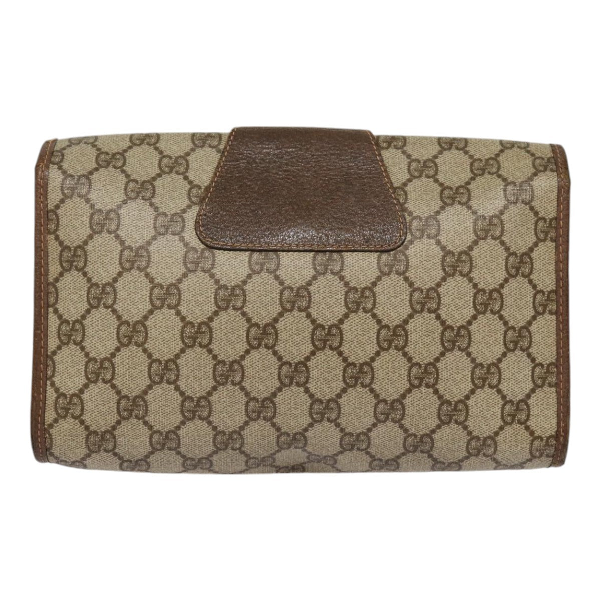GUCCI GG Supreme Web Sherry Line Clutch Bag PVC Beige Gold 156 01 030 Auth kk288