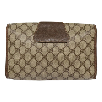 GUCCI GG Supreme Web Sherry Line Clutch Bag PVC Beige Gold 156 01 030 Auth kk288