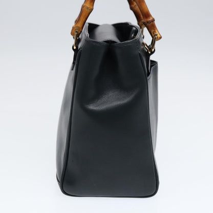 GUCCI Bamboo Hand Bag Leather 2way Navy Gold 000 122 0316 Auth kk290