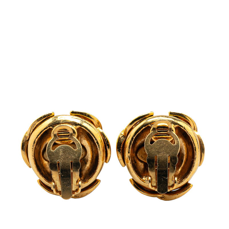 Chanel Gold Plated Coco Mark Mizuhiki Motif Earrings 94A
