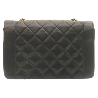 Chanel Chain Turn Lock Diana Matelasse Shoulder Bag Lamb Skin Black Auth knn