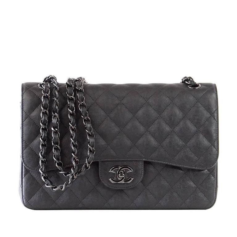 Chanel Bag Quilted So Black Jumbo Classic Double Flap Calfskin Limited Edition