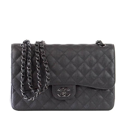 Chanel Bag Quilted So Black Jumbo Classic Double Flap Calfskin Limited Edition