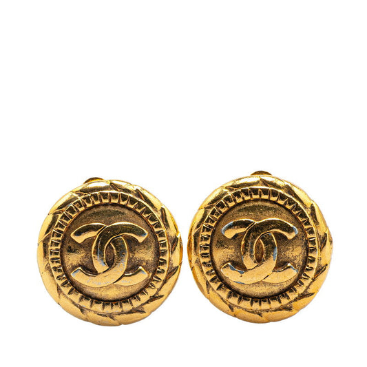 Chanel Gold-Plated Coco Mark Vintage Earrings