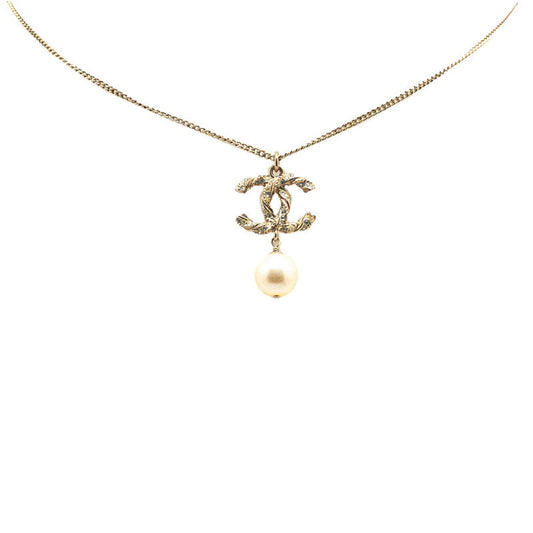 Chanel Coco Mark Pearl Rhinestone Necklace