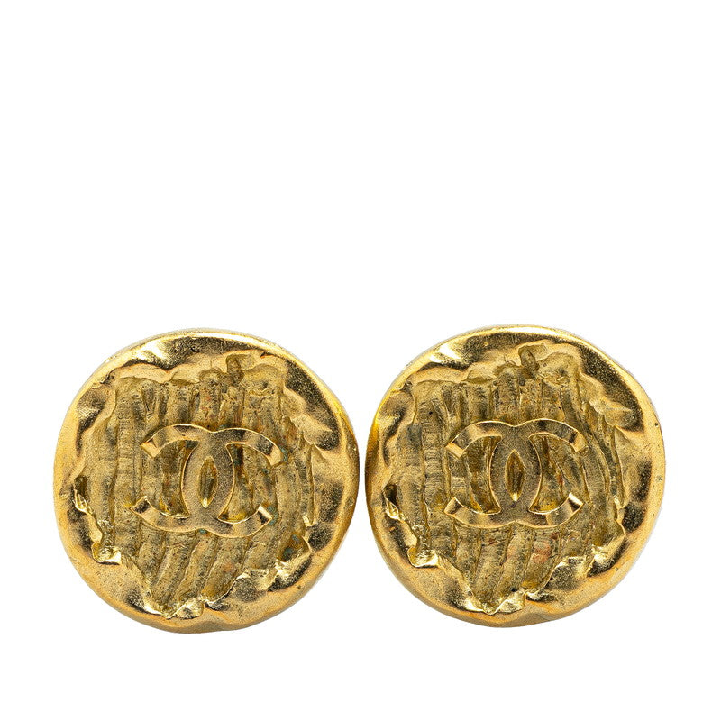 Chanel Gold Plated Coco Mark Round Earrings 95P
