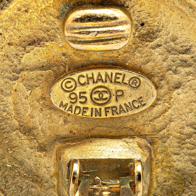 Chanel Gold Plated Coco Mark Round Earrings 95P