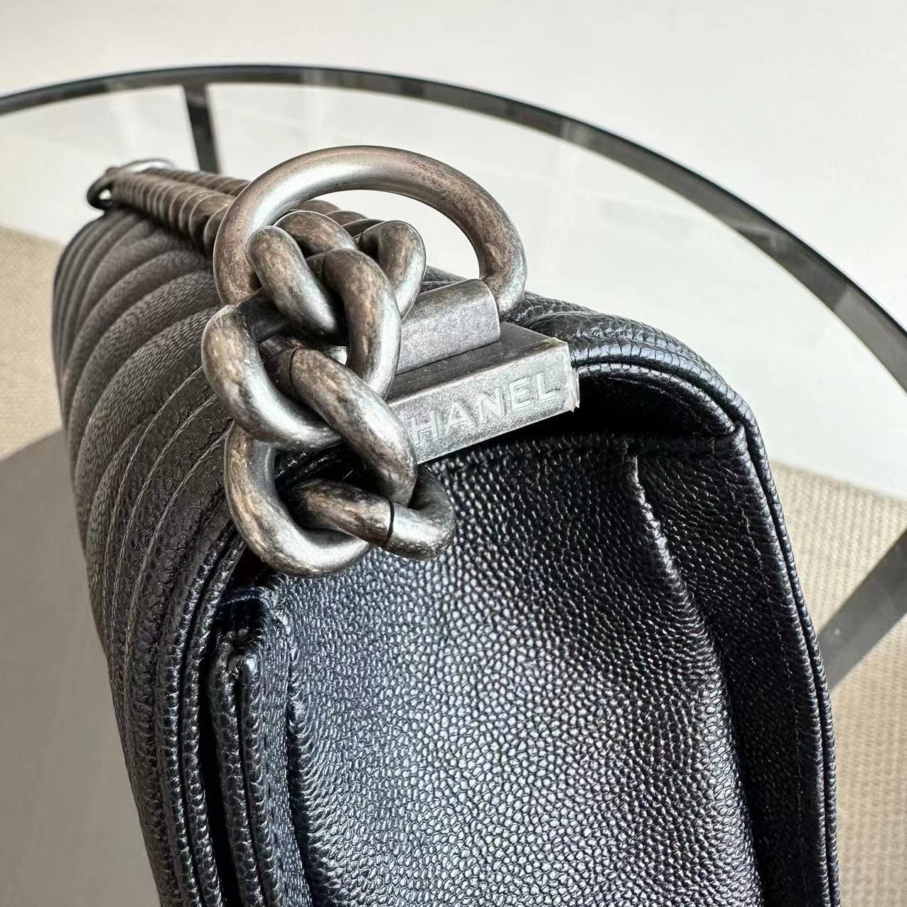 *Like New* Caviar Boy Chevron Old Medium 25CM Dark Blue No 26