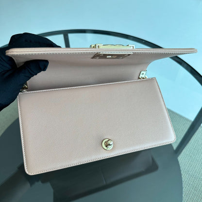 *Like New* Caviar Boy Old Medium 25CM Chevron Nude LGHW No 25
