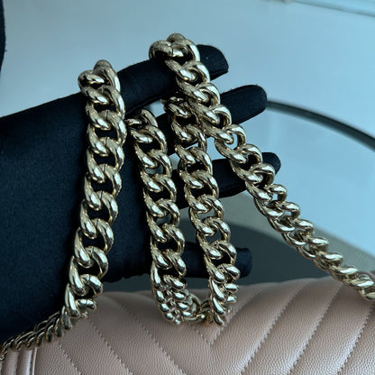*Like New* Caviar Boy Old Medium 25CM Chevron Nude LGHW No 25