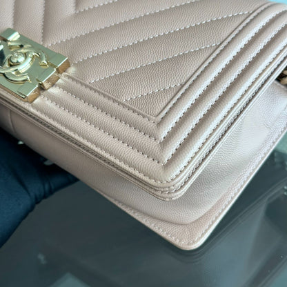 *Like New* Caviar Boy Old Medium 25CM Chevron Nude LGHW No 25