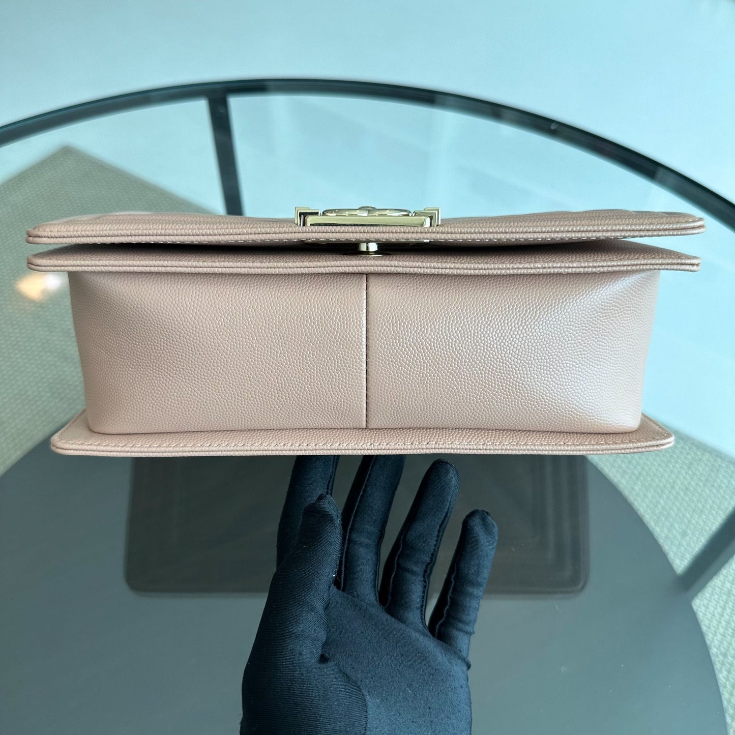 *Like New* Caviar Boy Old Medium 25CM Chevron Nude LGHW No 25