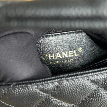 *Like New* Caviar Coco Handle Small Quilted Calfskin Exotic Handle Black GHW No 26