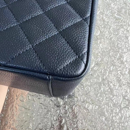 *Like New* Caviar GST Grand Shopping Tote Quilted Calfskin Dark Navy Blue Golden Hardware Series 19