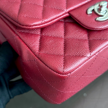 *Like New* Caviar Mini Square Quilted Calfskin Burgundy Red SHW No 27