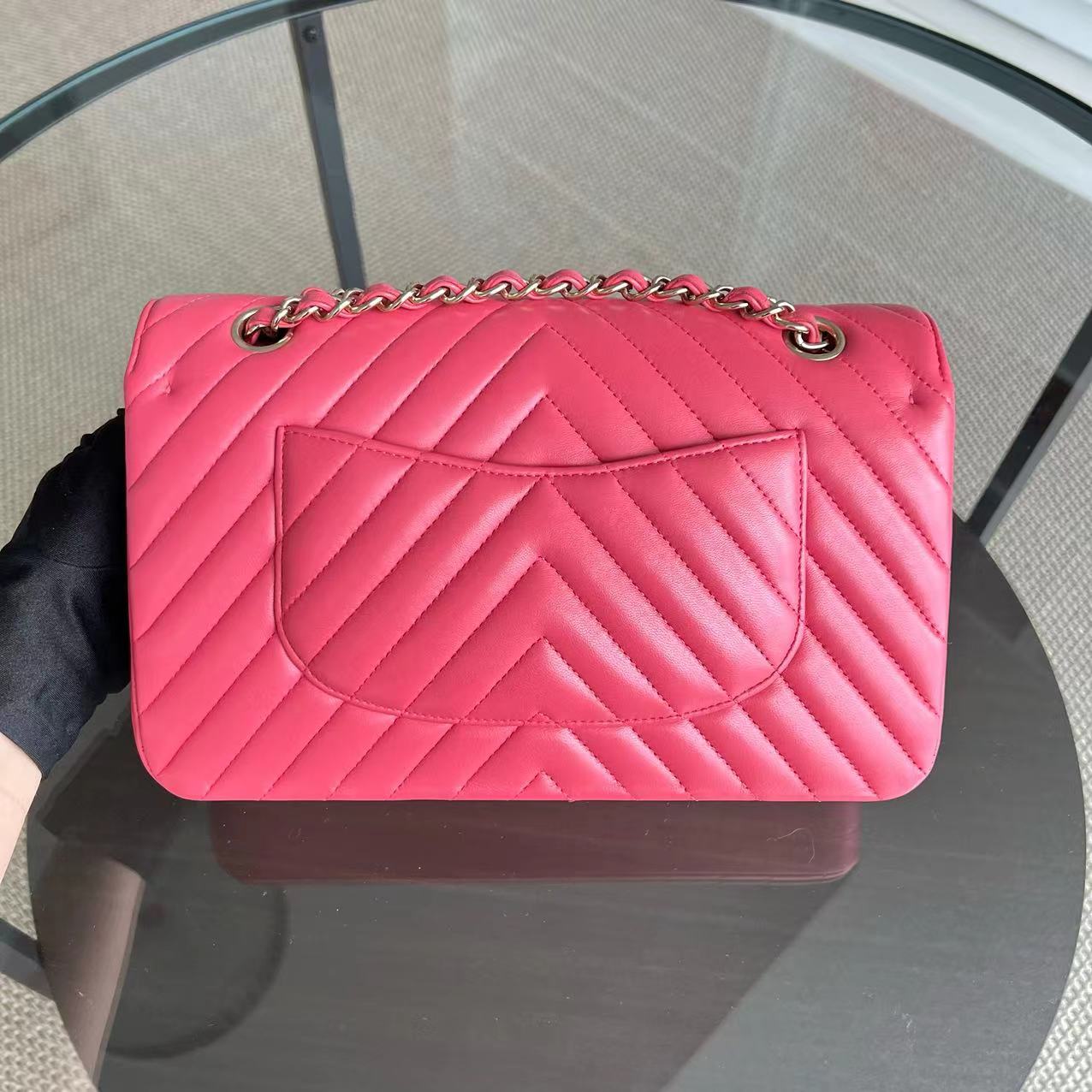 *Like New* Medium Chevron Lambskin Coral Pink Golden Hardware Series 24