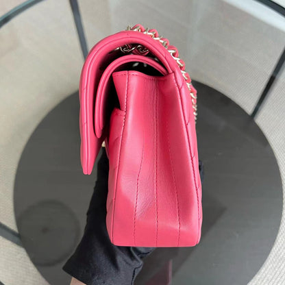 *Like New* Medium Chevron Lambskin Coral Pink Golden Hardware Series 24